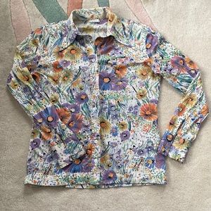 Vintage Nylon Flower Button-Up